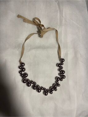 J. Crew Purple Cluster Pearl Necklace with Ribbon Tie